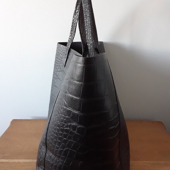 Kurt Geiger London Black Croc Embossed Leather Tote - Picture 5 of 16